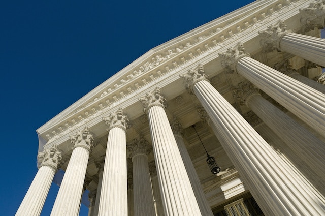 The front of the US Supreme Court in Washington, DC.