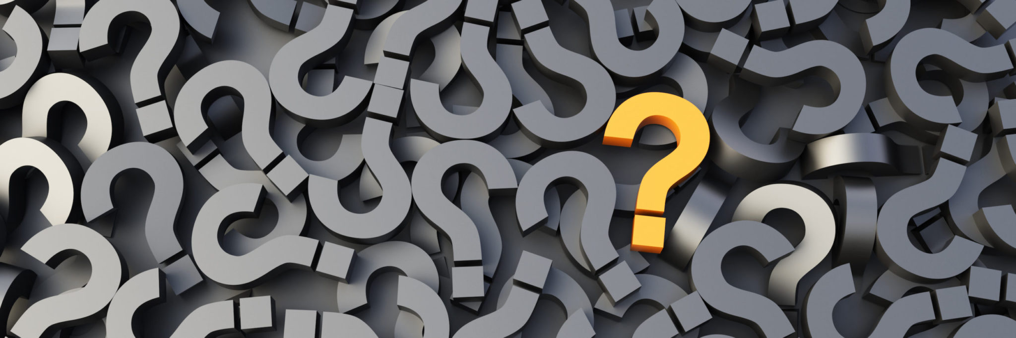appeals lawyer concept Yellow question mark on a background of black signs. 3D Rendering.